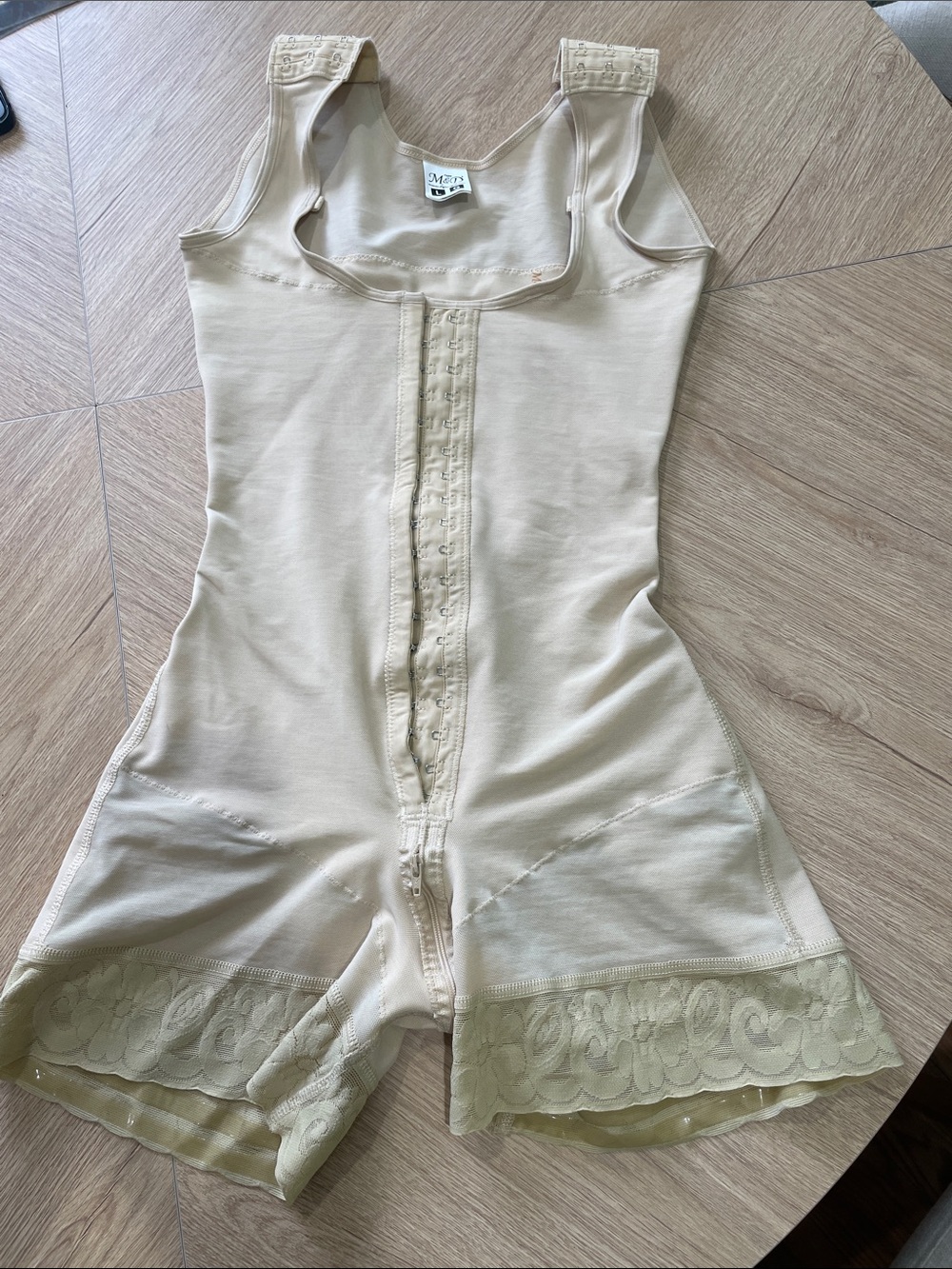 M&D Post-Surgery Full Body Shapewear Bodysuit in beige- Supportive Compression